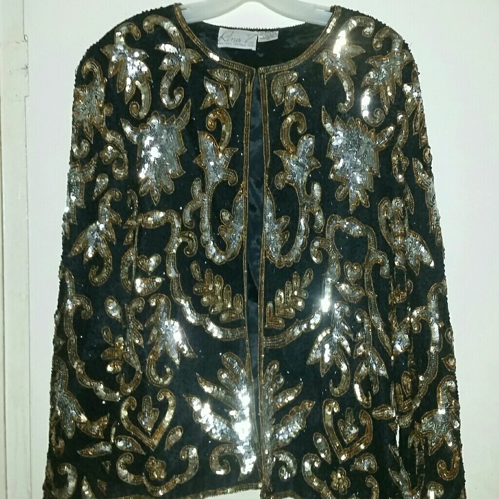 Luxurious Gold and Silver Embellished Blazer